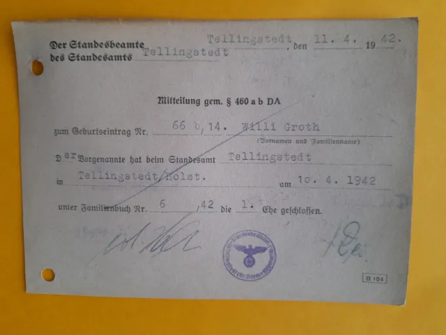 German Registery Office Documents ( Standesamt)  1940  *  1945    63