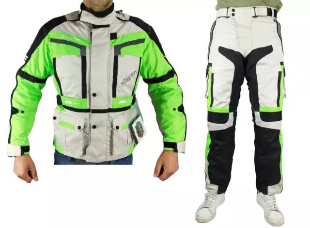 Tuta completo da per moto giacca e pantaloni anti acqua e pioggia con protezioni