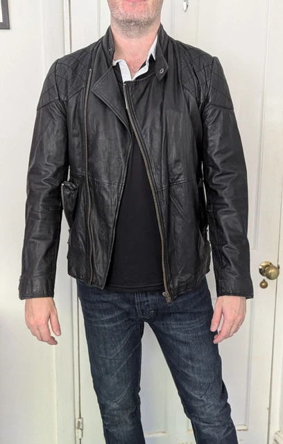MENS BOLONGARO TREVOR 00s 90s biker style leather jacket 20.00 PicClick UK