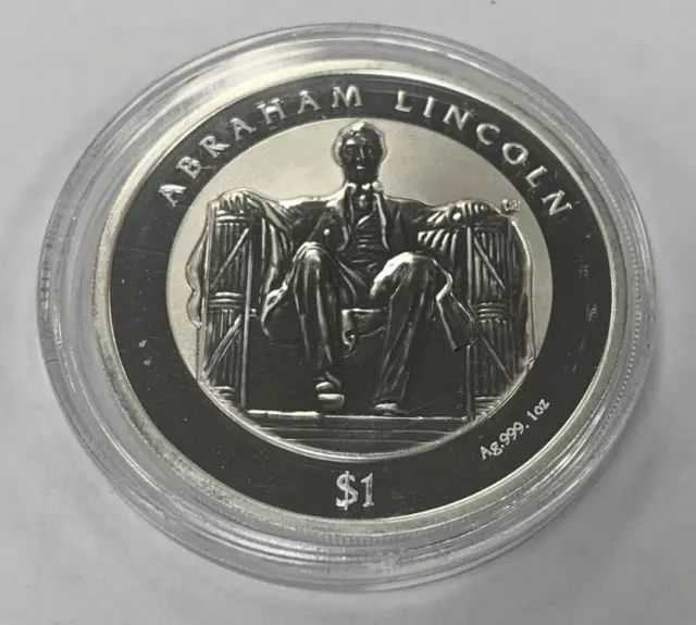 2022 British Virgin Island Lincoln Memorial Proof BU 1oz .999 Silver Coin