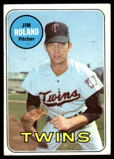 1969 Topps JIM ROLAND #336 Minnesota Twins wax residue