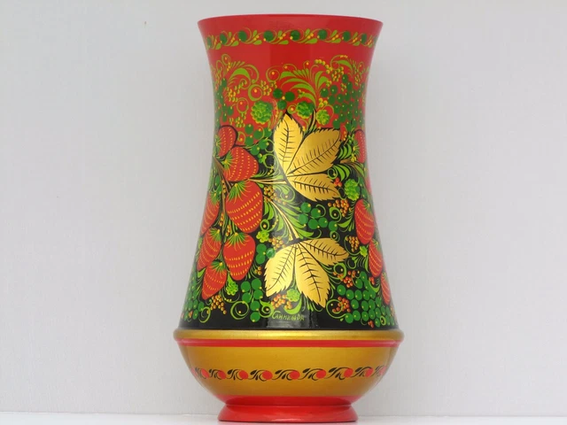 Barillet En Bois Peint à La Main KHOKHLOMA RUSSE - Hauteur 11 Cm - Vernis Alimentaire - Artisanat Russe Neuf