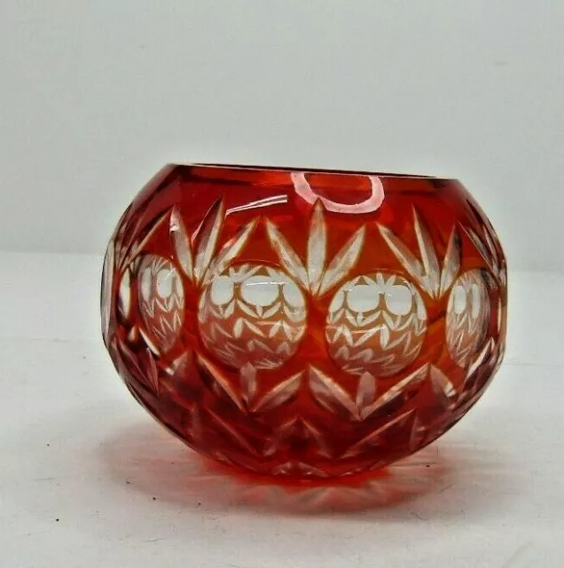 VTG Red Cut To Clear Bowl Vase