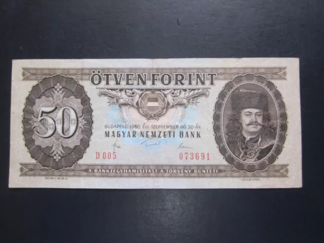 Hungary 50 Forint 1980  Nice collectible banknote VF