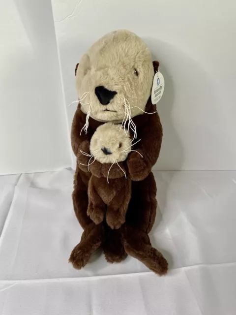 Monterey Bay Aquarium Plush Sea Otter Mom & Baby Stuffed Animal Brown 19” W/ Tag