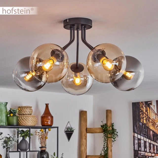 Decken Lampe Flur Strahler Wohn Schlaf Zimmer Kugelleuchte Bernstein Rauchglas