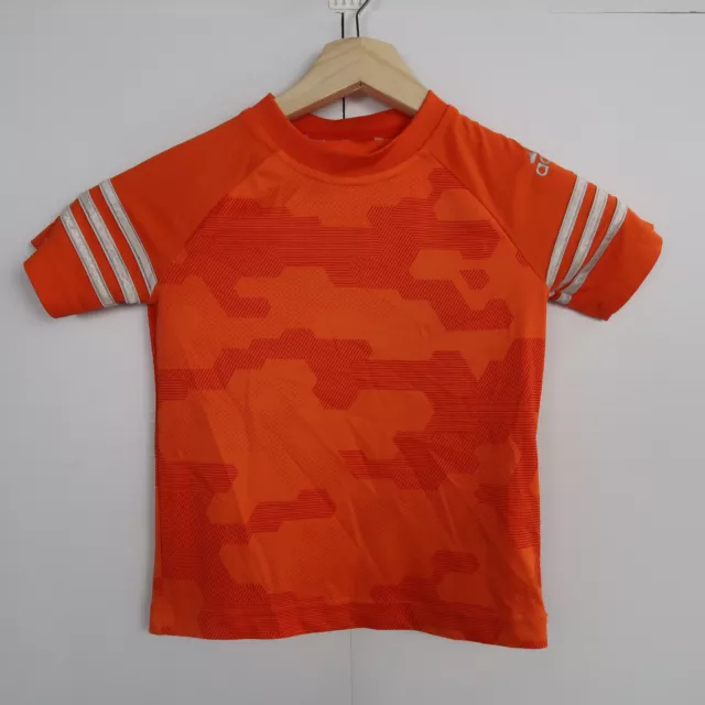 Adidas Kids Boys T-Shirt Youth Size S Orange Logo Short Sleeve Top