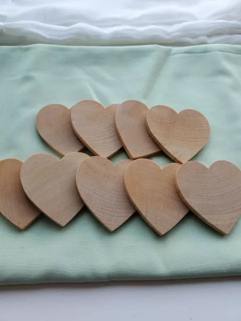9 x Natural Small Wooden Heart 7.5cm