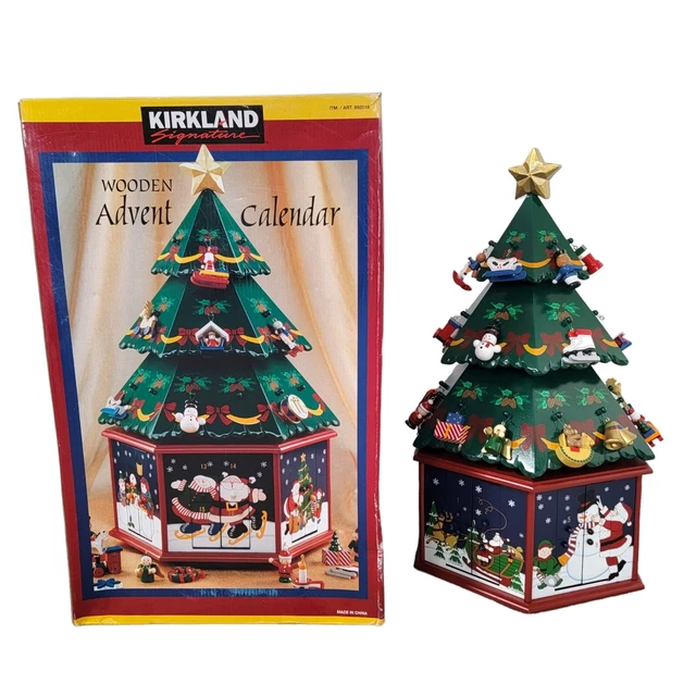 KIRKLAND SIGNATURE WOODEN Advent Calendar Christmas Tree 24 Ornaments