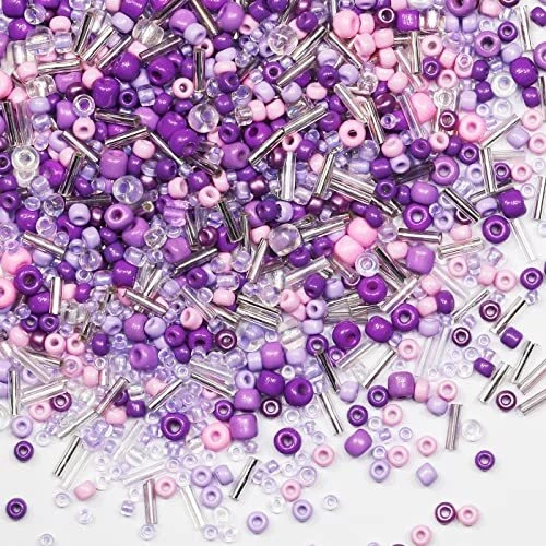 100g Mix Glass Seed Beads Tube Beads Bugle Beads3800+pcs Glass Bulk Spacer Be...