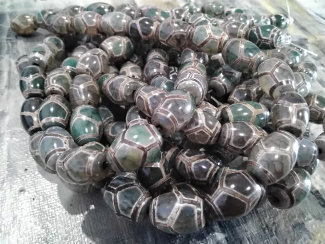 Tibetan Style dZi Beads, Tortoise,Natural Agate, Rice, 14x10x10mm, Approx 25pce.