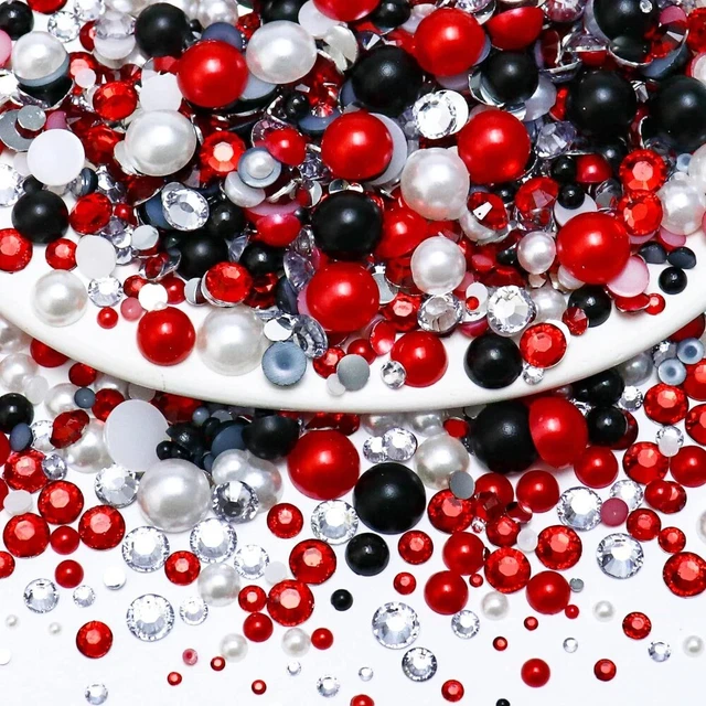 Half Round Flatback red rhinestones for crafts Mix Pearl Rhinestones  Clothes