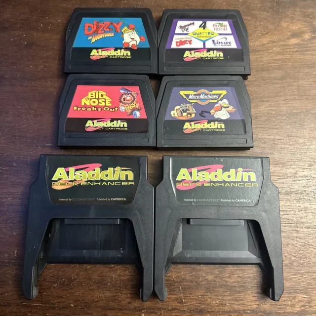 Aladdin Deck Enhancer Bundle - Nintendo NES - 2 Enhancers Plus 4 Games Lot!