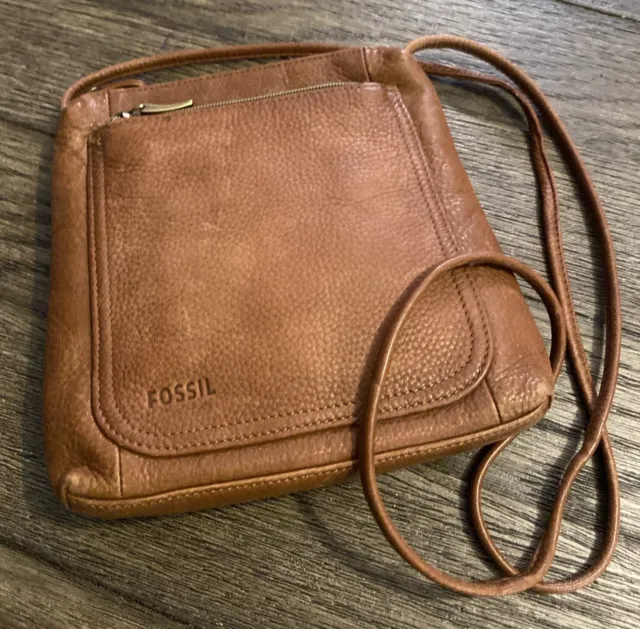 FOSSIL Crossbody Purse Handbag  Light Brown Pebble Leather Bag