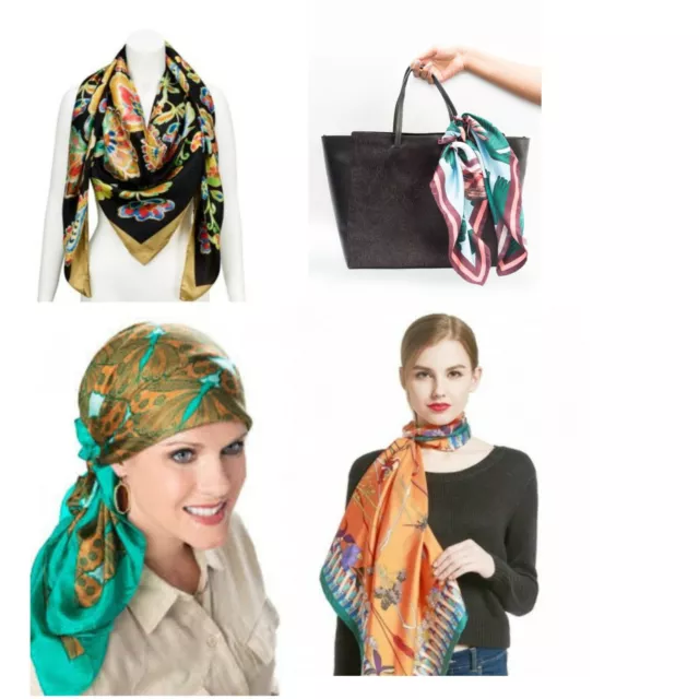 Wholesale Joblot Neckerchief Large Square Head Hair Neck Scarf Ladies Wrap Shawl 2