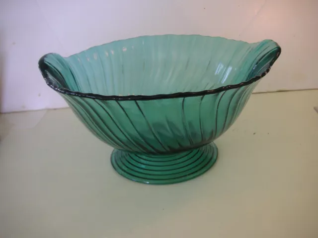 Jeanette Glass Ultramarine Serving Bowl Swirl Depression glass