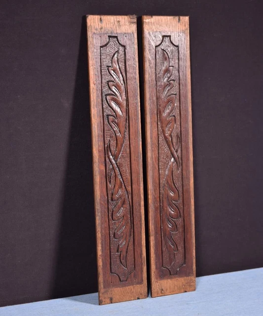 French Antique Hand Carved Architectural Panels Solid Oak Wood Salvage 3