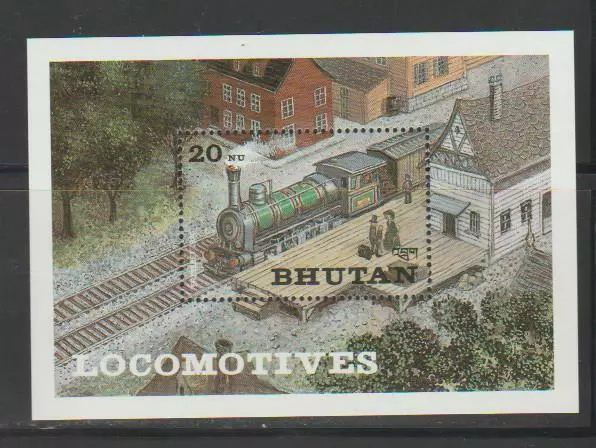 Lrt220 - Locomotive Railroad Train Stamps Bhutan 1984 Railway Locomotives Mnh