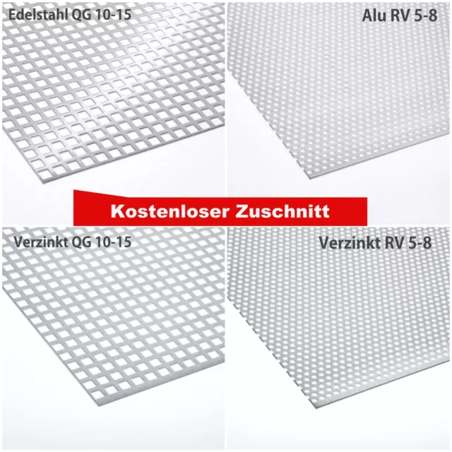 Lochbleche Aluminium,Stahl Verzinkt, Edelstahl 1,5mm 2,0mm