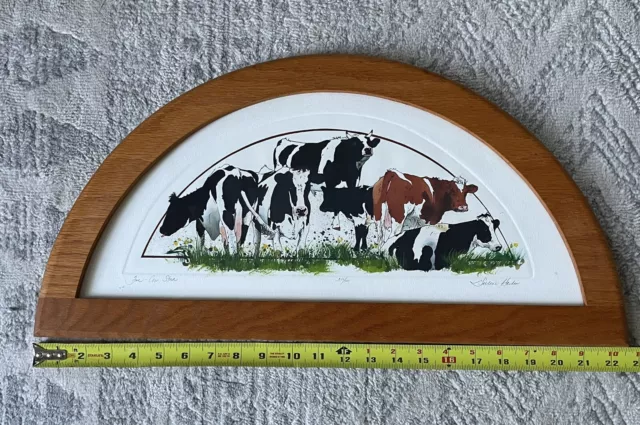 Darlene Hardie Five Cow Stud Limited Edition Framed Etching Wall Art