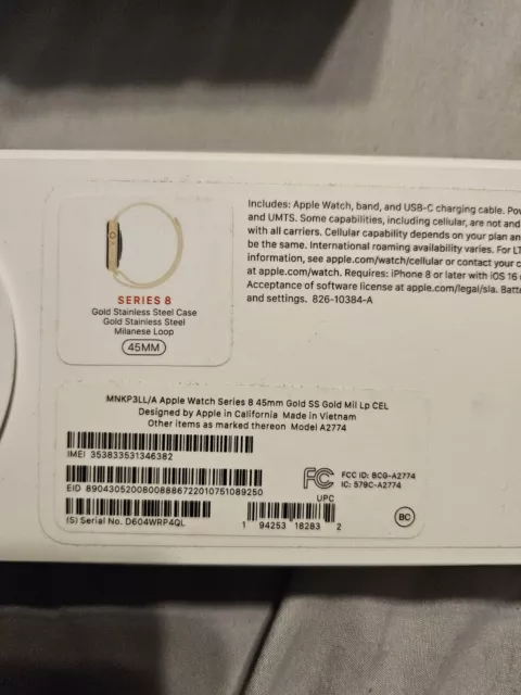 Apple Watch Series 8 45mm Gold Stainless Steel Case with Milanese Loop (GPS +...