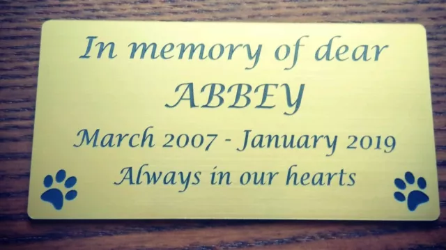 Personalised Pet Memorial Plaque Dog Cat Animal Engraved 100 x 50mm