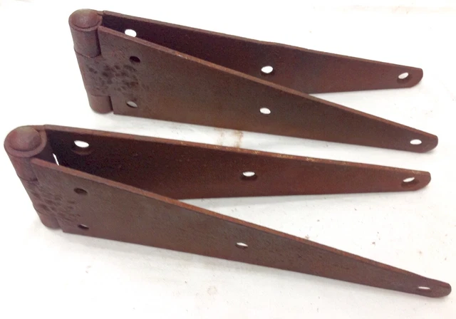 Vintage Set of 2 Metal Large Hinges Barn Door Gate Rustic Strap Hinges  20" open