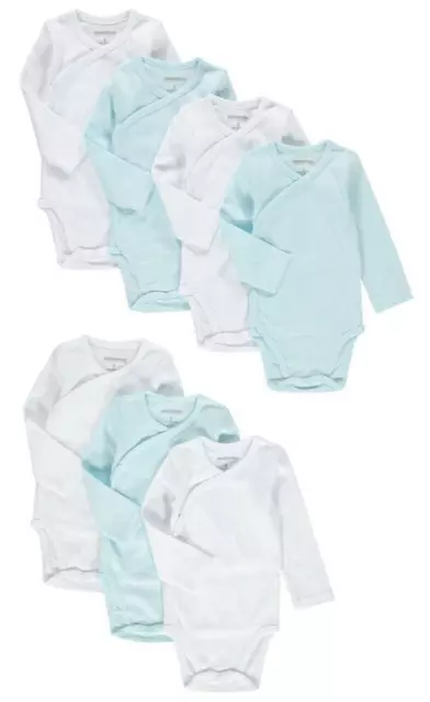 ORCHESTRA Set de 7 bodies coton bio blanc et bleu vert First collection 3 mois