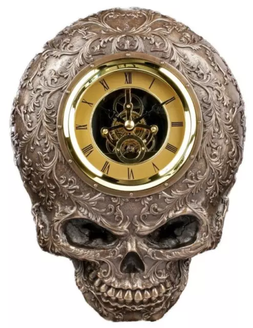 Horloge murale crâne squelette Steampunk de 8,25 pouces