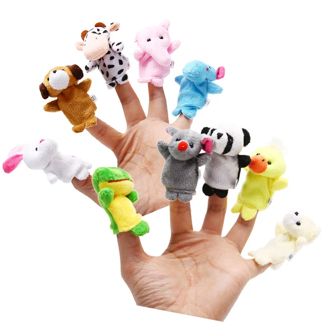 10XCUTE CARTOON ANIMAL Finger Puppets Cloth Doll Hand Plush Toy for