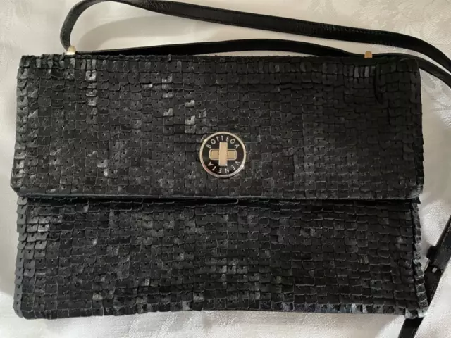 AUTHENTIC RARE Black Bottega Veneta leather "tiles" Clutch Shoulder Bag NWOT
