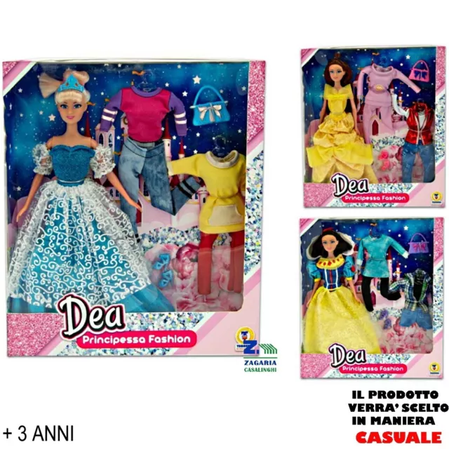 Bambola Dea Pricipessa Fashion Con Vari Abiti E Accessori Per Bambine + 3 Anni