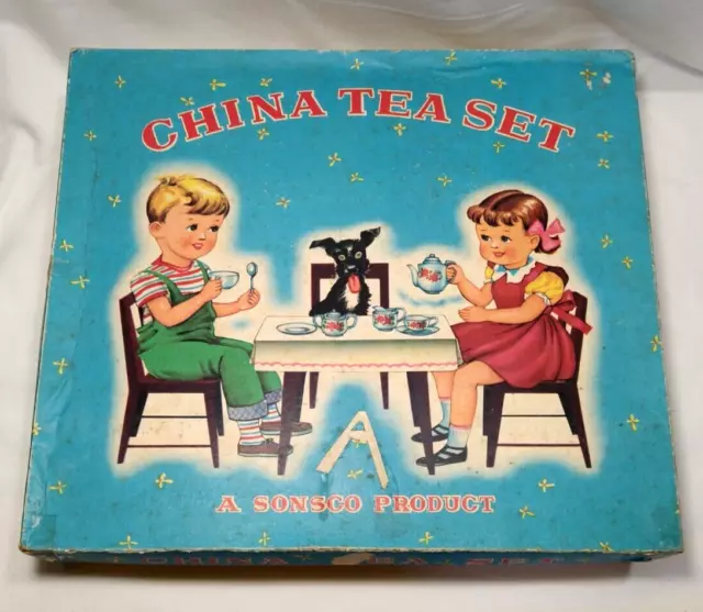 Childs China Tea Set for Six Complete Great Tea Set 1940's Hard To Find