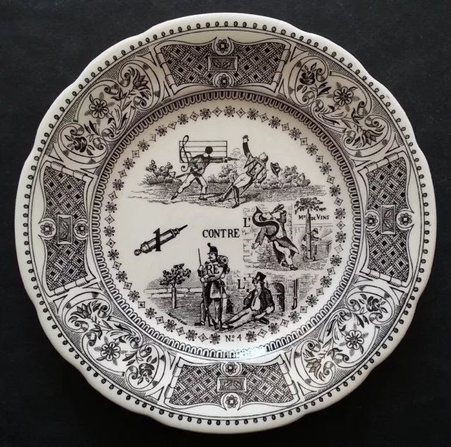 SUPERBE ASSIETTE PARLANTE en FAIENCE DE GIEN "Rebus" N°4 /3