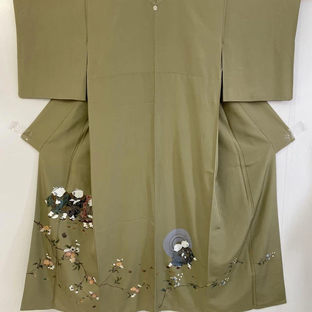 Tomesode Kimono Japan Japanese 12022W Kimono Colored Tomesode Layered Collar Bra