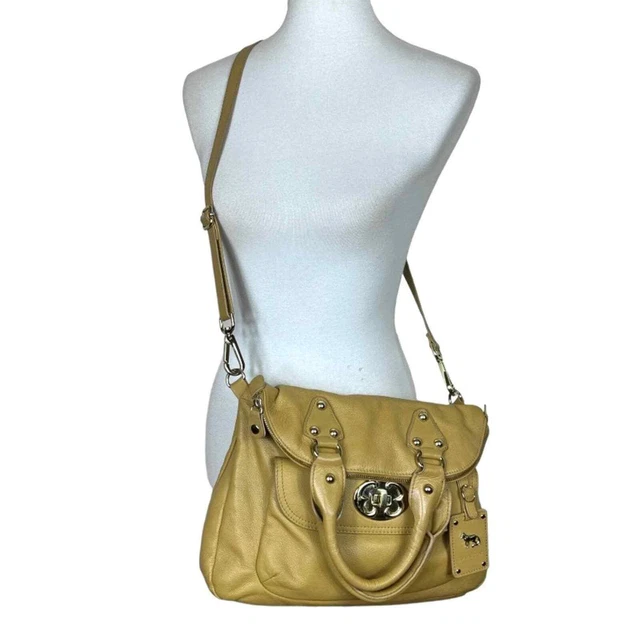Emma Fox Classic Large Mustard Fold-over Satchel / Crossbody