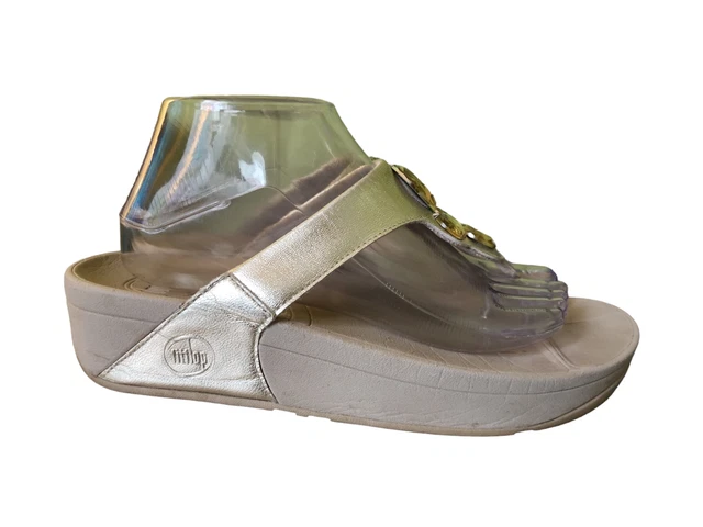 FitFlop Lunetta Womens Size 9 Gold Casual Slides Slipper Flip Fop Thong Sandals