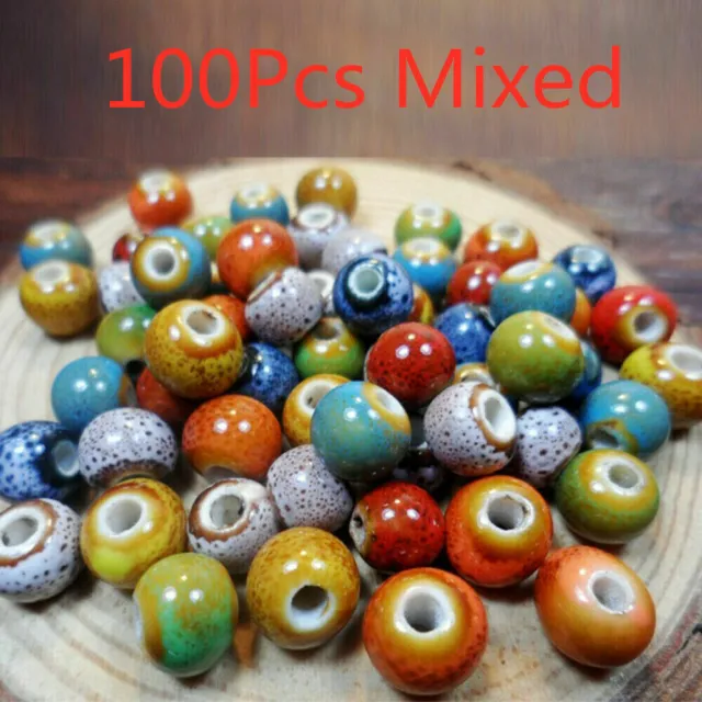 100X 6mm großes Loch Porzellan Keramik Abstandshalter Perlen für Schmuck machen