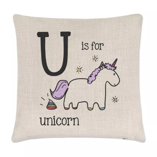 Letter U Is For Unicorn Linen Cushion Cover Pillow Alphabet