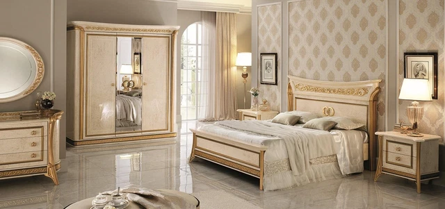 Lit 2x Table de Chevet 3 Parties Chambre Set Meuble Moderne Lits Arredoclassic