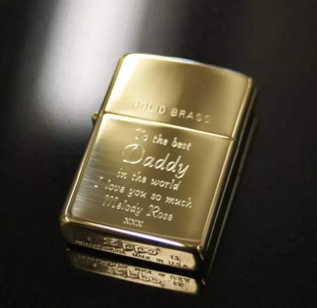 Personalised High Polished Brass Genuine Zippo Lighter Engraved Smoking Gift 2