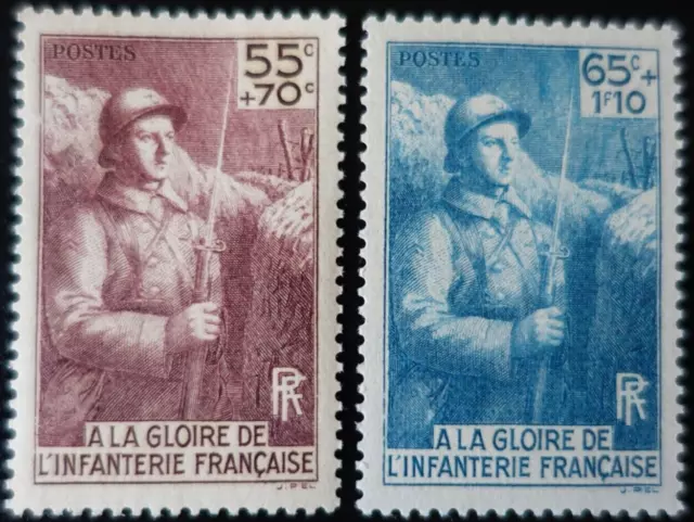 FRANCE timbre A LA GLOIRE de L'INFANTERIE FRANÇAISE N°386/387 NEUF ** LUXE MNH