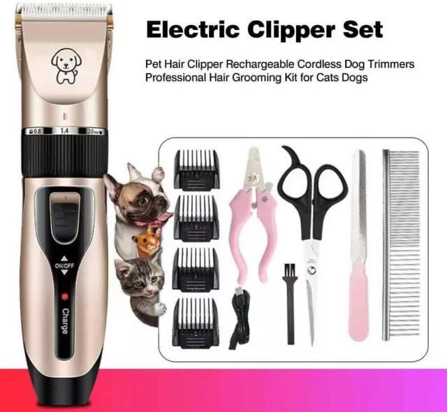Dog Grooming Clippers, Low Noise USB Rechargeable Titanium Pet Shaver Trimmer