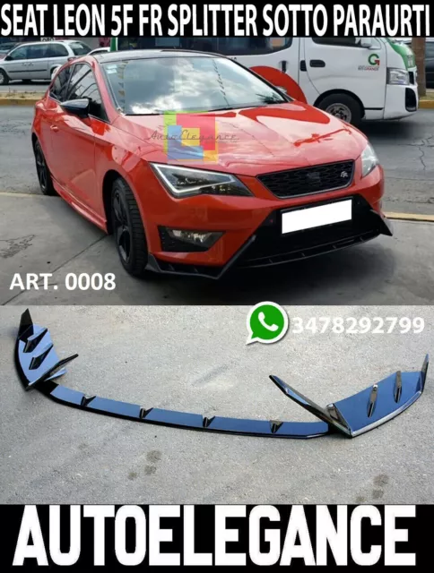 Seat Leon 5F Spoiler Fr Bajo Parachoques Delantero Abs Splitter Negro Brillo ..-