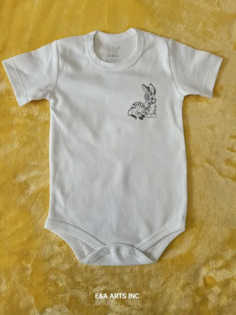 Baby Bodysuit Pollito Gray White Striped Zebra Bodysuit Size 03-06 months