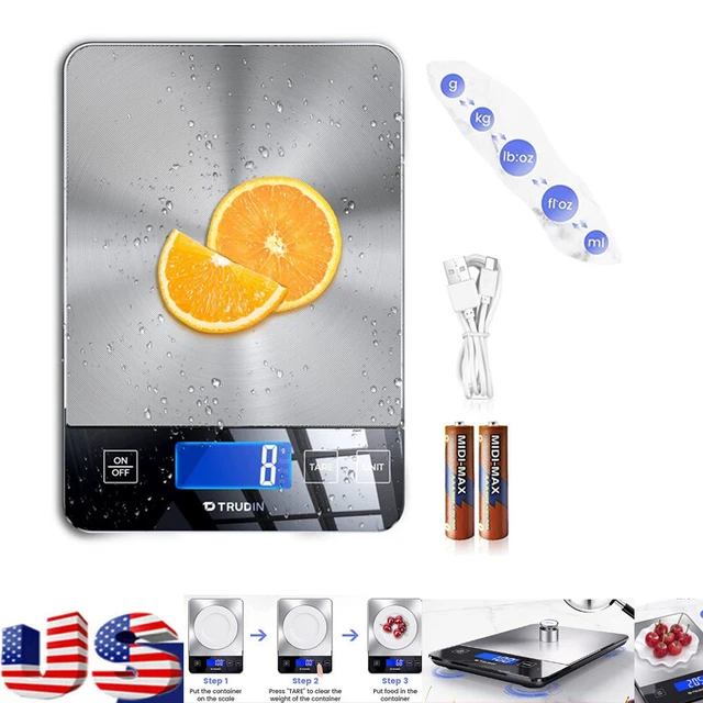 Rechargeable Digital Kitchen Scale Electronic Food Weighing Scale LCD Display US