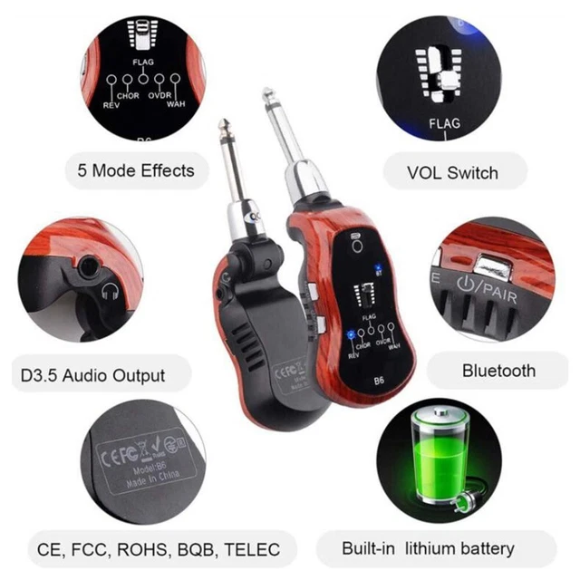 5 Son Effets Modes Guitare Casque Ampère, Bluetooth Mobile Rechargeable Kit