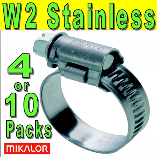 Mikalor W2 430 Stainless Steel Worm Drive Hose Pipe Clips Tubing Clamps UK