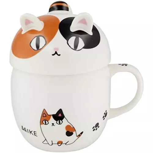 3 Cat Brothers Neko Sankyodai Japan Ceramic Mug Cup With Lid Set Gift Box NEW