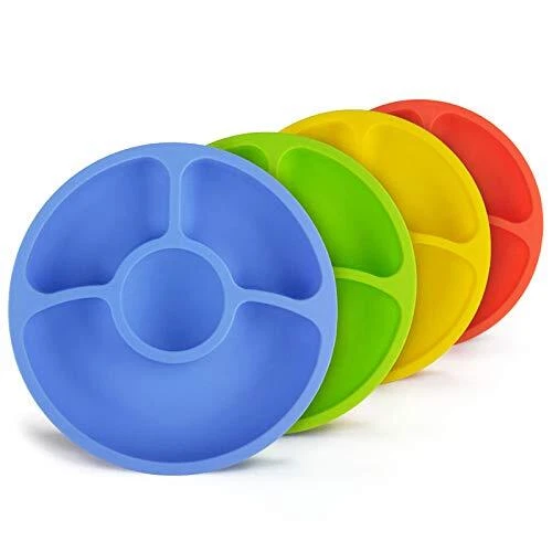 Silicone Plates Divided Plates for 4 Pack - 8 inch Silicone Plates with Secti...